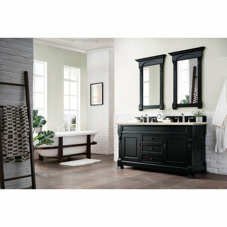 James Martin Vanities Brookfield 60in Double Vanity, Antique Black w/ 3 CM Eternal Marfil Quartz Top 147-114-5631-3EMR